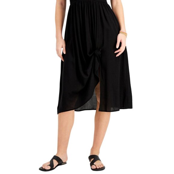 Miken Juniors Smocked Midi Dress Cover Up I7187P380 Black XS - Picture 8 of 8